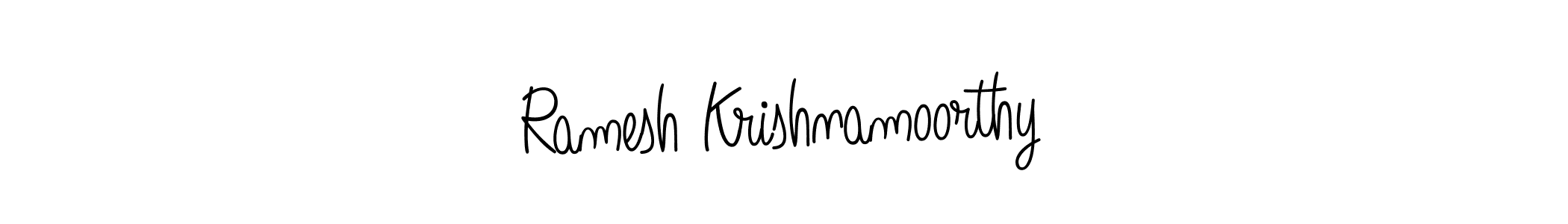 The best way (Angelique-Rose-font-FFP) to make a short signature is to pick only two or three words in your name. The name Ramesh Krishnamoorthy include a total of six letters. For converting this name. Ramesh Krishnamoorthy signature style 5 images and pictures png
