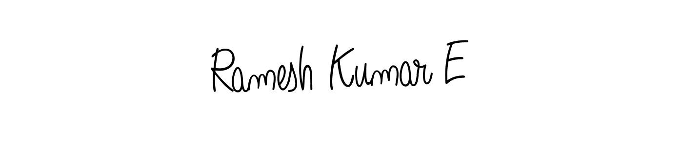 Use a signature maker to create a handwritten signature online. With this signature software, you can design (Angelique-Rose-font-FFP) your own signature for name Ramesh Kumar E. Ramesh Kumar E signature style 5 images and pictures png