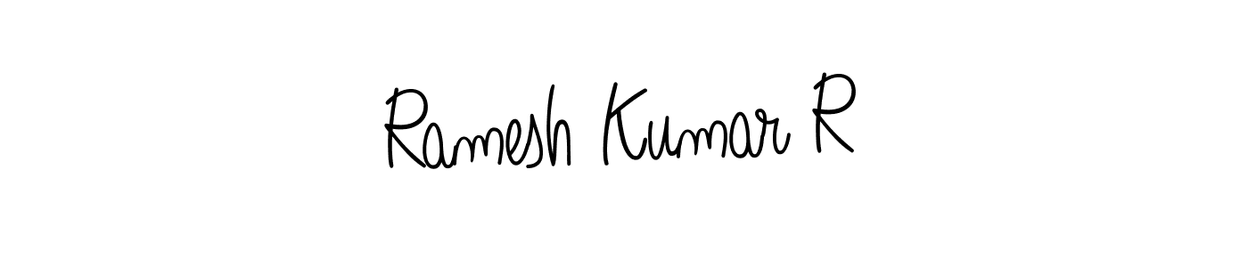 Use a signature maker to create a handwritten signature online. With this signature software, you can design (Angelique-Rose-font-FFP) your own signature for name Ramesh Kumar R. Ramesh Kumar R signature style 5 images and pictures png