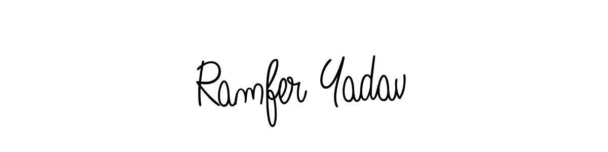 The best way (Angelique-Rose-font-FFP) to make a short signature is to pick only two or three words in your name. The name Ramfer Yadav include a total of six letters. For converting this name. Ramfer Yadav signature style 5 images and pictures png