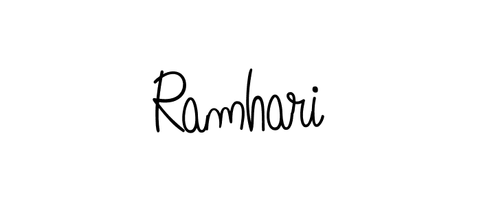 Design your own signature with our free online signature maker. With this signature software, you can create a handwritten (Angelique-Rose-font-FFP) signature for name Ramhari. Ramhari signature style 5 images and pictures png