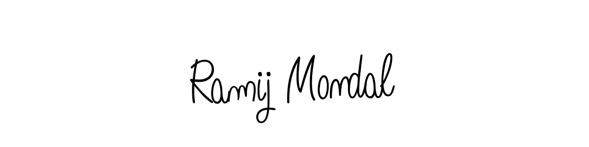 The best way (Angelique-Rose-font-FFP) to make a short signature is to pick only two or three words in your name. The name Ramij Mondal include a total of six letters. For converting this name. Ramij Mondal signature style 5 images and pictures png