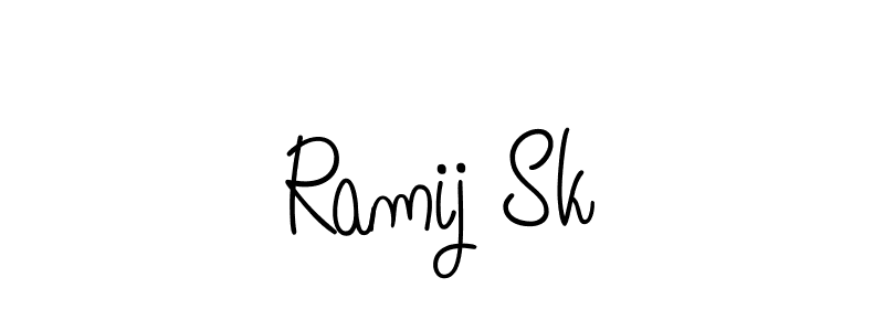 Use a signature maker to create a handwritten signature online. With this signature software, you can design (Angelique-Rose-font-FFP) your own signature for name Ramij Sk. Ramij Sk signature style 5 images and pictures png