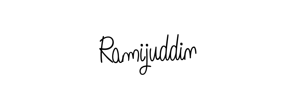 You should practise on your own different ways (Angelique-Rose-font-FFP) to write your name (Ramijuddin) in signature. don't let someone else do it for you. Ramijuddin signature style 5 images and pictures png