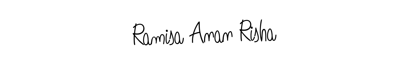 How to make Ramisa Anan Risha name signature. Use Angelique-Rose-font-FFP style for creating short signs online. This is the latest handwritten sign. Ramisa Anan Risha signature style 5 images and pictures png