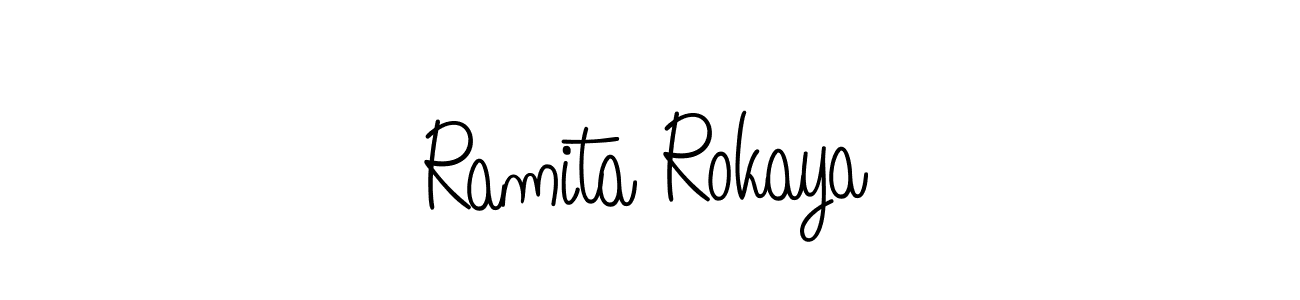 Create a beautiful signature design for name Ramita Rokaya. With this signature (Angelique-Rose-font-FFP) fonts, you can make a handwritten signature for free. Ramita Rokaya signature style 5 images and pictures png
