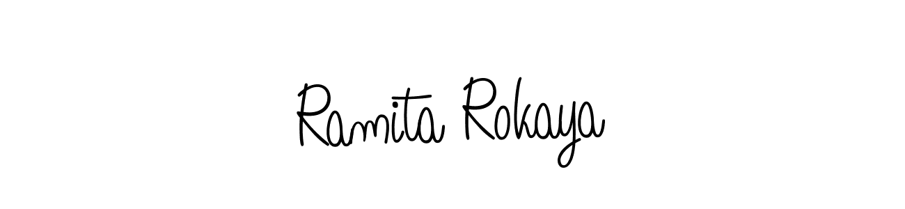 Create a beautiful signature design for name Ramita Rokaya. With this signature (Angelique-Rose-font-FFP) fonts, you can make a handwritten signature for free. Ramita Rokaya signature style 5 images and pictures png