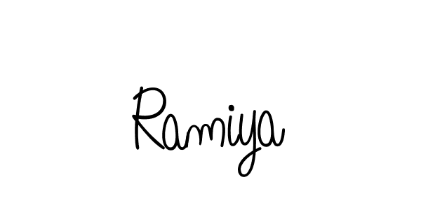 Use a signature maker to create a handwritten signature online. With this signature software, you can design (Angelique-Rose-font-FFP) your own signature for name Ramiya. Ramiya signature style 5 images and pictures png