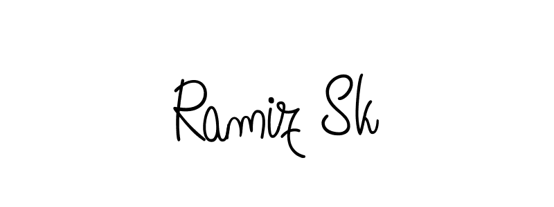 The best way (Angelique-Rose-font-FFP) to make a short signature is to pick only two or three words in your name. The name Ramiz Sk include a total of six letters. For converting this name. Ramiz Sk signature style 5 images and pictures png