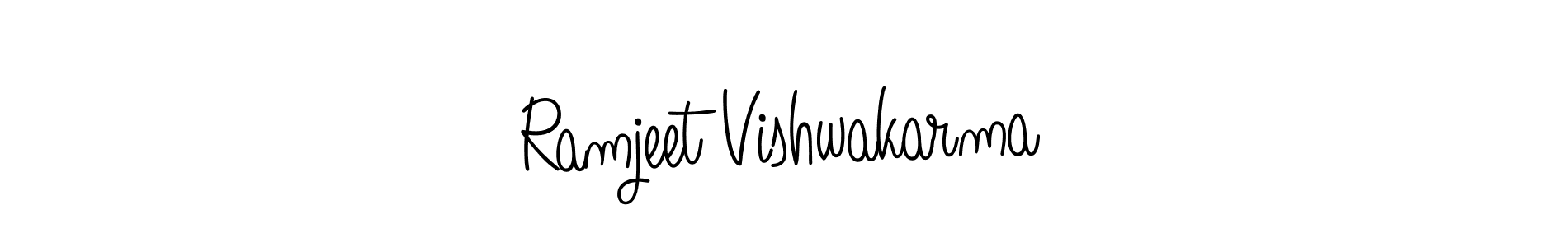 You should practise on your own different ways (Angelique-Rose-font-FFP) to write your name (Ramjeet Vishwakarma) in signature. don't let someone else do it for you. Ramjeet Vishwakarma signature style 5 images and pictures png