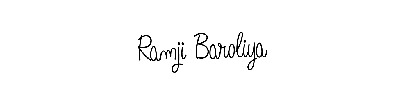 Make a beautiful signature design for name Ramji Baroliya. With this signature (Angelique-Rose-font-FFP) style, you can create a handwritten signature for free. Ramji Baroliya signature style 5 images and pictures png