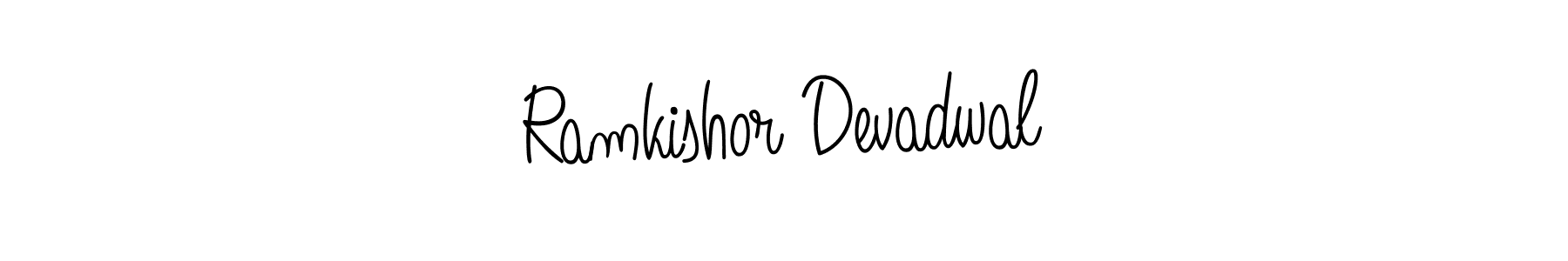 The best way (Angelique-Rose-font-FFP) to make a short signature is to pick only two or three words in your name. The name Ramkishor Devadwal include a total of six letters. For converting this name. Ramkishor Devadwal signature style 5 images and pictures png