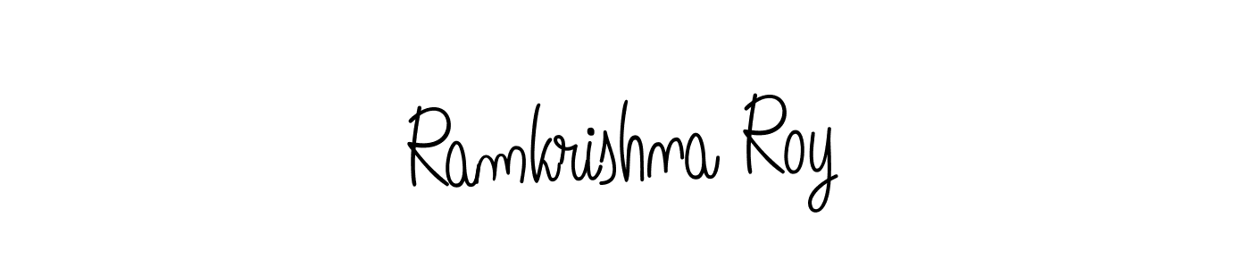 You should practise on your own different ways (Angelique-Rose-font-FFP) to write your name (Ramkrishna Roy) in signature. don't let someone else do it for you. Ramkrishna Roy signature style 5 images and pictures png