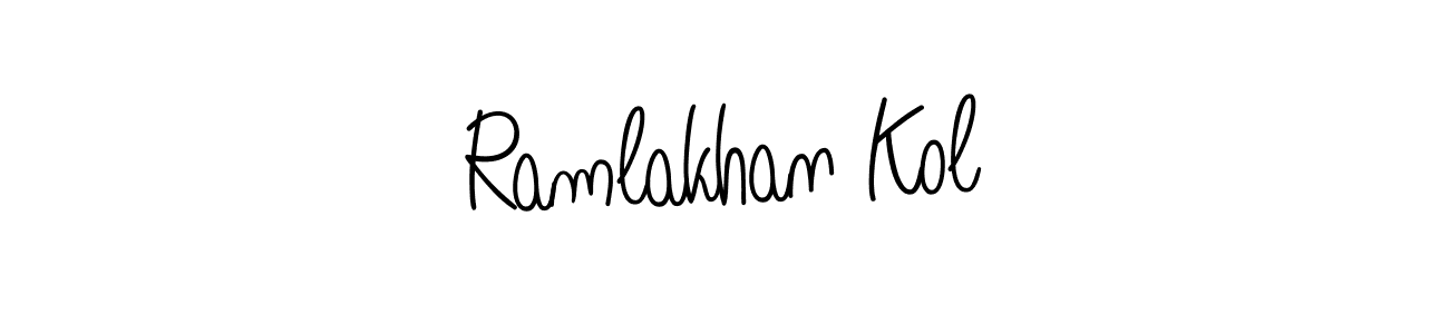 The best way (Angelique-Rose-font-FFP) to make a short signature is to pick only two or three words in your name. The name Ramlakhan Kol include a total of six letters. For converting this name. Ramlakhan Kol signature style 5 images and pictures png