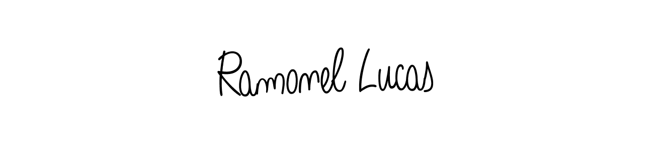 Use a signature maker to create a handwritten signature online. With this signature software, you can design (Angelique-Rose-font-FFP) your own signature for name Ramonel Lucas. Ramonel Lucas signature style 5 images and pictures png