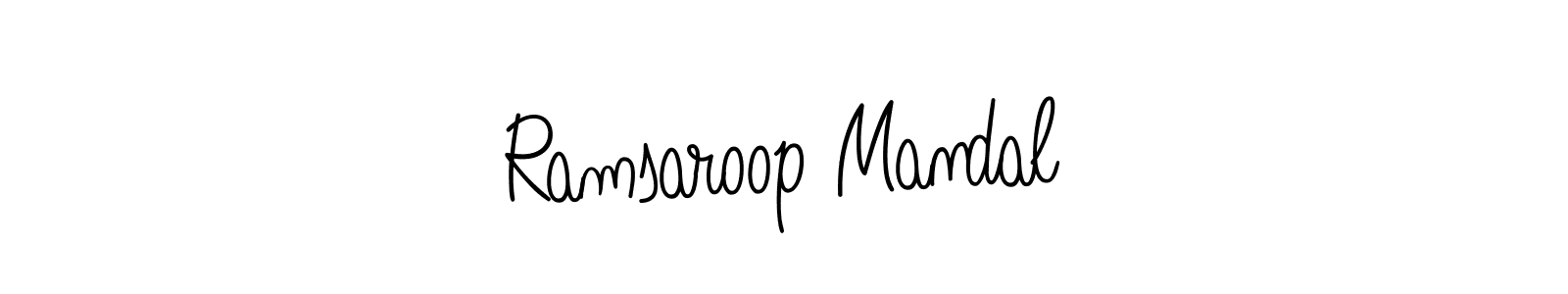 Use a signature maker to create a handwritten signature online. With this signature software, you can design (Angelique-Rose-font-FFP) your own signature for name Ramsaroop Mandal. Ramsaroop Mandal signature style 5 images and pictures png