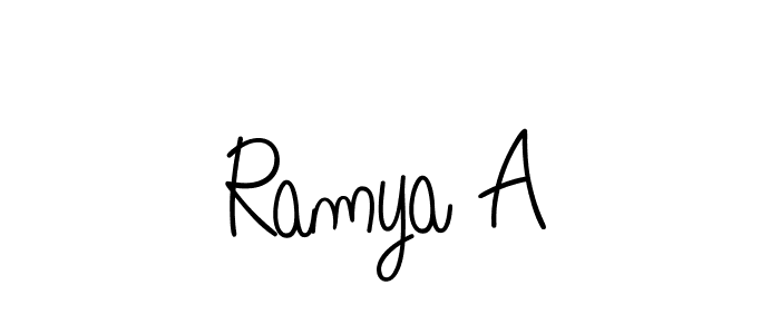 How to make Ramya A name signature. Use Angelique-Rose-font-FFP style for creating short signs online. This is the latest handwritten sign. Ramya A signature style 5 images and pictures png