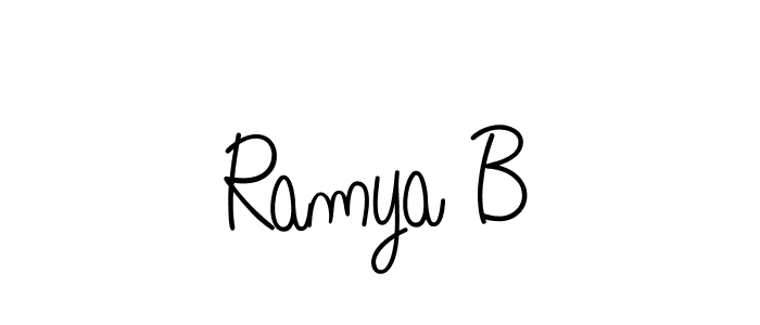 How to make Ramya B name signature. Use Angelique-Rose-font-FFP style for creating short signs online. This is the latest handwritten sign. Ramya B signature style 5 images and pictures png