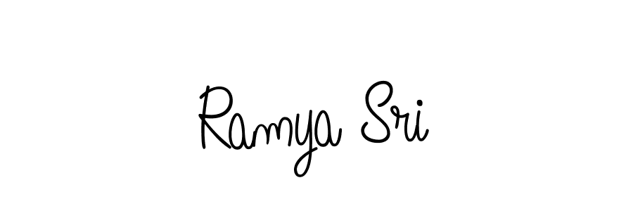 You should practise on your own different ways (Angelique-Rose-font-FFP) to write your name (Ramya Sri) in signature. don't let someone else do it for you. Ramya Sri signature style 5 images and pictures png