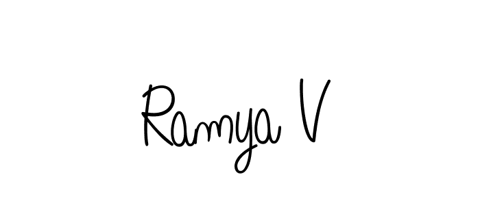 Angelique-Rose-font-FFP is a professional signature style that is perfect for those who want to add a touch of class to their signature. It is also a great choice for those who want to make their signature more unique. Get Ramya V name to fancy signature for free. Ramya V signature style 5 images and pictures png