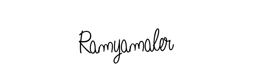 You should practise on your own different ways (Angelique-Rose-font-FFP) to write your name (Ramyamaler) in signature. don't let someone else do it for you. Ramyamaler signature style 5 images and pictures png