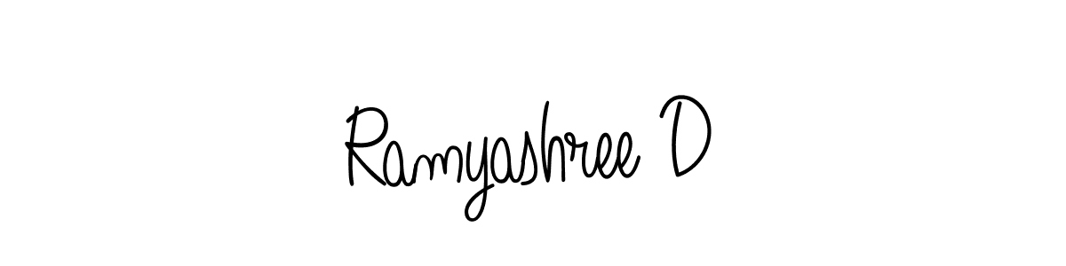 Design your own signature with our free online signature maker. With this signature software, you can create a handwritten (Angelique-Rose-font-FFP) signature for name Ramyashree D. Ramyashree D signature style 5 images and pictures png