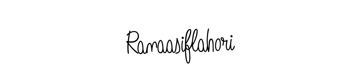 Use a signature maker to create a handwritten signature online. With this signature software, you can design (Angelique-Rose-font-FFP) your own signature for name Ranaasiflahori. Ranaasiflahori signature style 5 images and pictures png