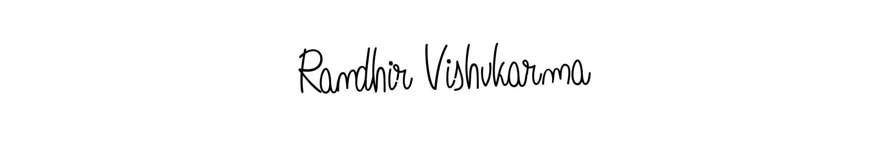Randhir Vishvkarma stylish signature style. Best Handwritten Sign (Angelique-Rose-font-FFP) for my name. Handwritten Signature Collection Ideas for my name Randhir Vishvkarma. Randhir Vishvkarma signature style 5 images and pictures png
