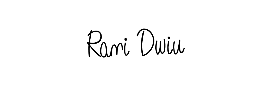 The best way (Angelique-Rose-font-FFP) to make a short signature is to pick only two or three words in your name. The name Rani Dwiu include a total of six letters. For converting this name. Rani Dwiu signature style 5 images and pictures png