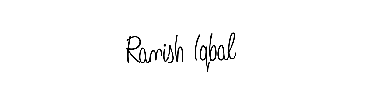 You should practise on your own different ways (Angelique-Rose-font-FFP) to write your name (Ranish Iqbal) in signature. don't let someone else do it for you. Ranish Iqbal signature style 5 images and pictures png