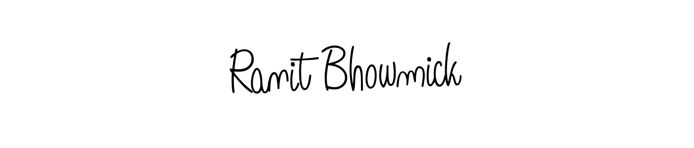 The best way (Angelique-Rose-font-FFP) to make a short signature is to pick only two or three words in your name. The name Ranit Bhowmick include a total of six letters. For converting this name. Ranit Bhowmick signature style 5 images and pictures png