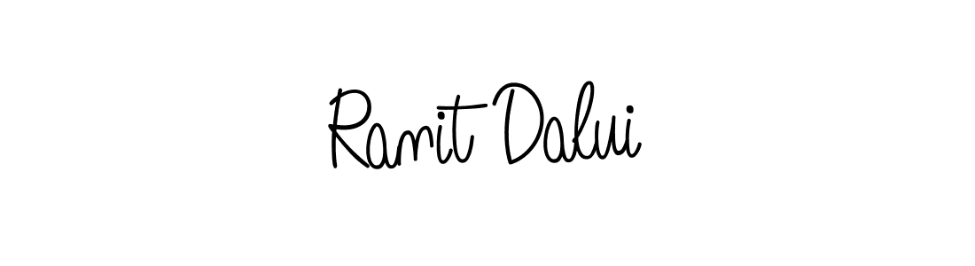 You should practise on your own different ways (Angelique-Rose-font-FFP) to write your name (Ranit Dalui) in signature. don't let someone else do it for you. Ranit Dalui signature style 5 images and pictures png
