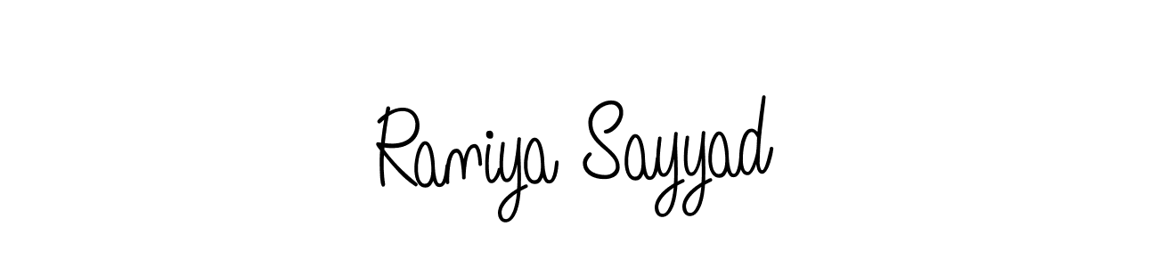 Also You can easily find your signature by using the search form. We will create Raniya Sayyad name handwritten signature images for you free of cost using Angelique-Rose-font-FFP sign style. Raniya Sayyad signature style 5 images and pictures png