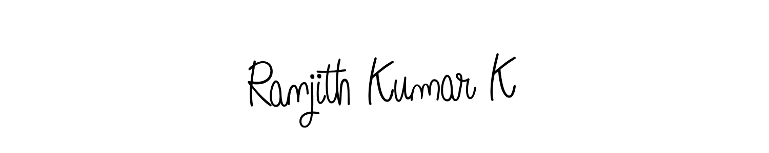 Make a beautiful signature design for name Ranjith Kumar K. With this signature (Angelique-Rose-font-FFP) style, you can create a handwritten signature for free. Ranjith Kumar K signature style 5 images and pictures png