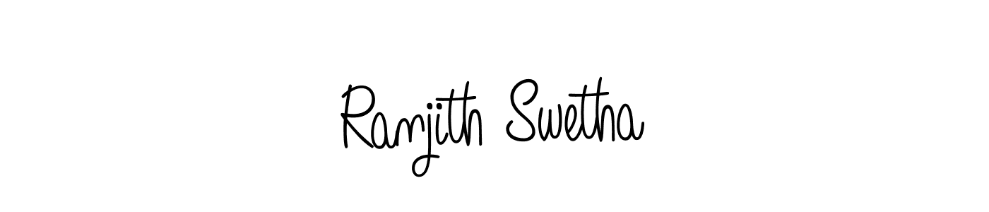 The best way (Angelique-Rose-font-FFP) to make a short signature is to pick only two or three words in your name. The name Ranjith Swetha include a total of six letters. For converting this name. Ranjith Swetha signature style 5 images and pictures png