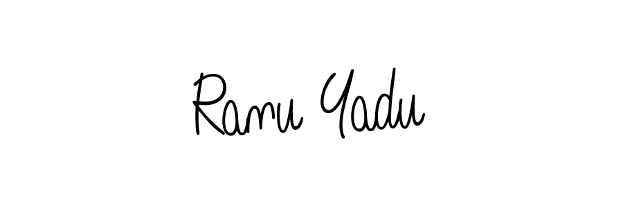 You should practise on your own different ways (Angelique-Rose-font-FFP) to write your name (Ranu Yadu) in signature. don't let someone else do it for you. Ranu Yadu signature style 5 images and pictures png