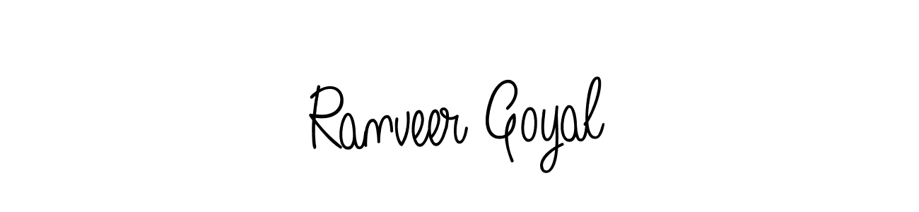 The best way (Angelique-Rose-font-FFP) to make a short signature is to pick only two or three words in your name. The name Ranveer Goyal include a total of six letters. For converting this name. Ranveer Goyal signature style 5 images and pictures png