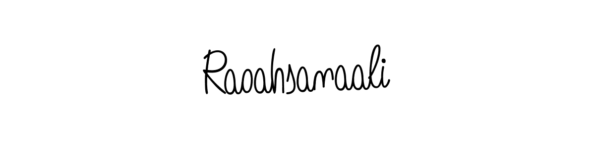 Use a signature maker to create a handwritten signature online. With this signature software, you can design (Angelique-Rose-font-FFP) your own signature for name Raoahsanaali. Raoahsanaali signature style 5 images and pictures png