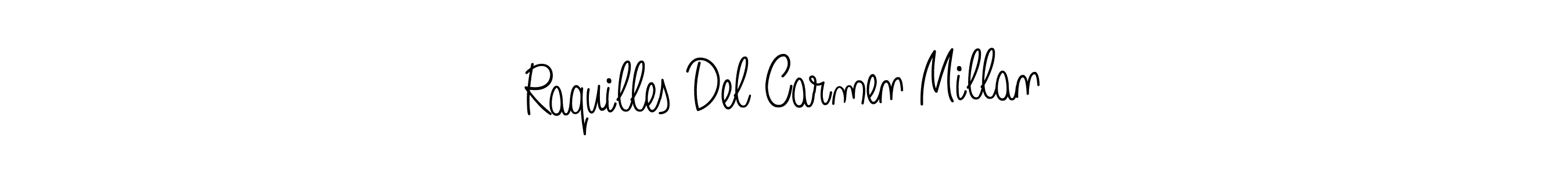 This is the best signature style for the Raquilles Del Carmen Millan name. Also you like these signature font (Angelique-Rose-font-FFP). Mix name signature. Raquilles Del Carmen Millan signature style 5 images and pictures png