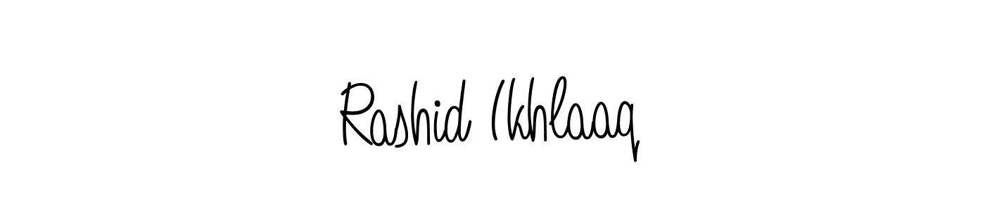 This is the best signature style for the Rashid Ikhlaaq name. Also you like these signature font (Angelique-Rose-font-FFP). Mix name signature. Rashid Ikhlaaq signature style 5 images and pictures png