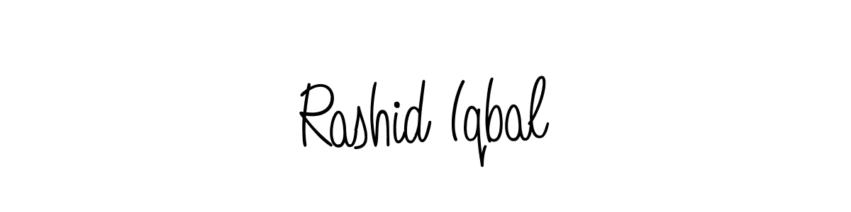 You should practise on your own different ways (Angelique-Rose-font-FFP) to write your name (Rashid Iqbal) in signature. don't let someone else do it for you. Rashid Iqbal signature style 5 images and pictures png
