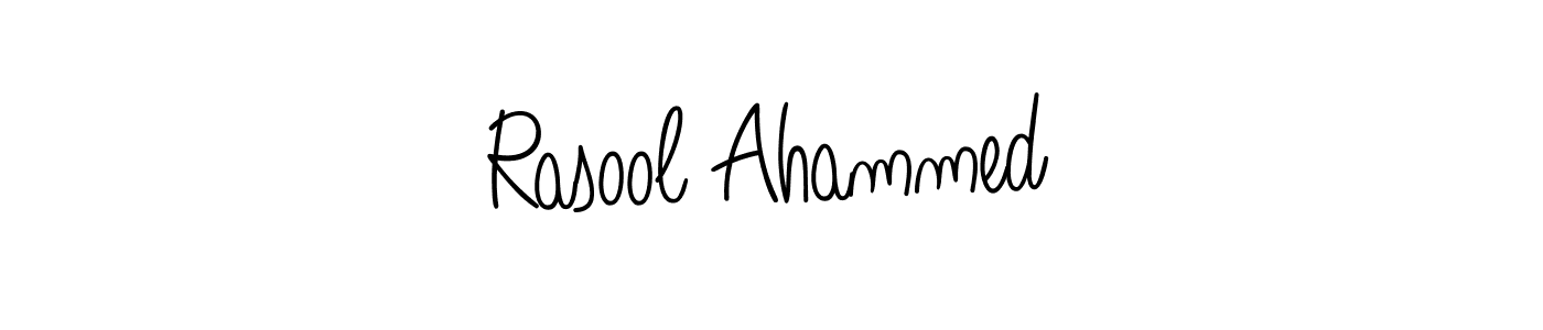 You should practise on your own different ways (Angelique-Rose-font-FFP) to write your name (Rasool Ahammed) in signature. don't let someone else do it for you. Rasool Ahammed signature style 5 images and pictures png