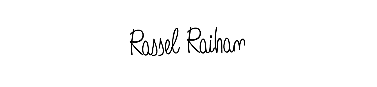 You should practise on your own different ways (Angelique-Rose-font-FFP) to write your name (Rassel Raihan) in signature. don't let someone else do it for you. Rassel Raihan signature style 5 images and pictures png