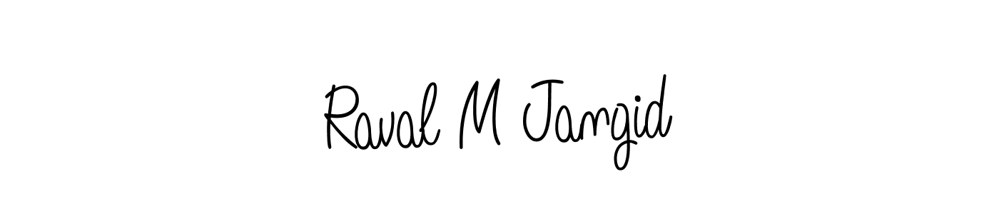 How to make Raval M Jangid name signature. Use Angelique-Rose-font-FFP style for creating short signs online. This is the latest handwritten sign. Raval M Jangid signature style 5 images and pictures png