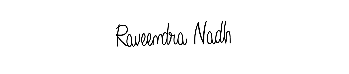 You should practise on your own different ways (Angelique-Rose-font-FFP) to write your name (Raveendra Nadh) in signature. don't let someone else do it for you. Raveendra Nadh signature style 5 images and pictures png