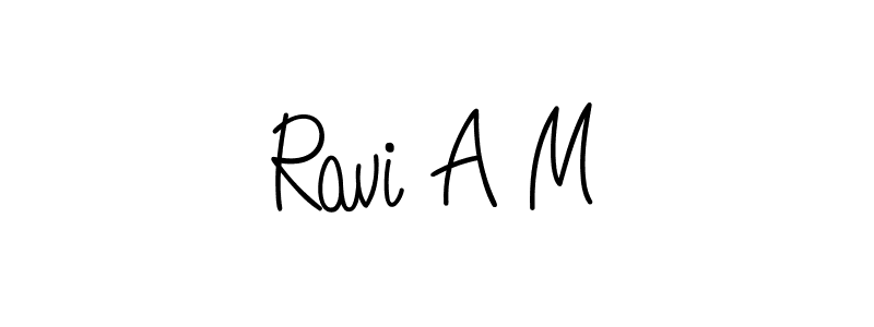 How to make Ravi A M name signature. Use Angelique-Rose-font-FFP style for creating short signs online. This is the latest handwritten sign. Ravi A M signature style 5 images and pictures png