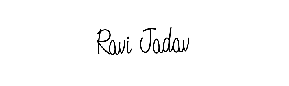 The best way (Angelique-Rose-font-FFP) to make a short signature is to pick only two or three words in your name. The name Ravi Jadav include a total of six letters. For converting this name. Ravi Jadav signature style 5 images and pictures png