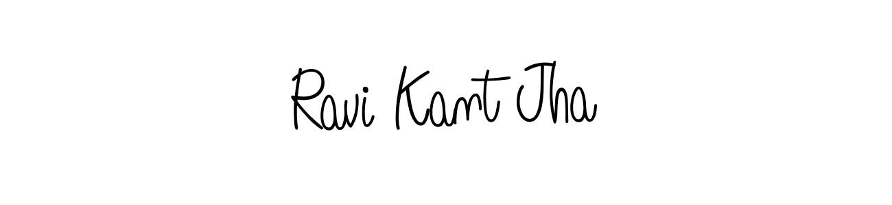 The best way (Angelique-Rose-font-FFP) to make a short signature is to pick only two or three words in your name. The name Ravi Kant Jha include a total of six letters. For converting this name. Ravi Kant Jha signature style 5 images and pictures png