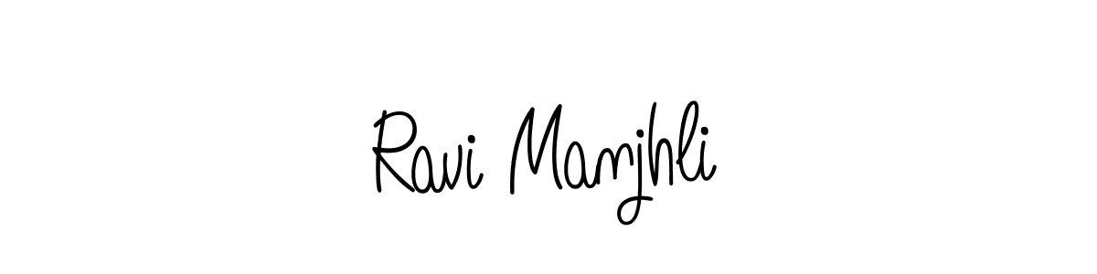 You should practise on your own different ways (Angelique-Rose-font-FFP) to write your name (Ravi Manjhli) in signature. don't let someone else do it for you. Ravi Manjhli signature style 5 images and pictures png