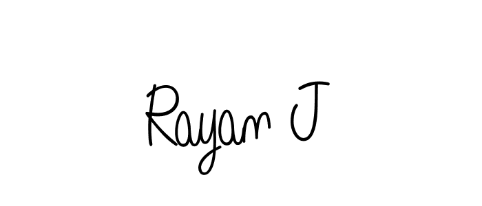 How to make Rayan J name signature. Use Angelique-Rose-font-FFP style for creating short signs online. This is the latest handwritten sign. Rayan J signature style 5 images and pictures png
